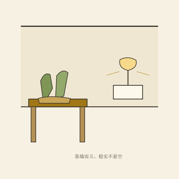 财位布置示意：靠墙、整洁、留出空间