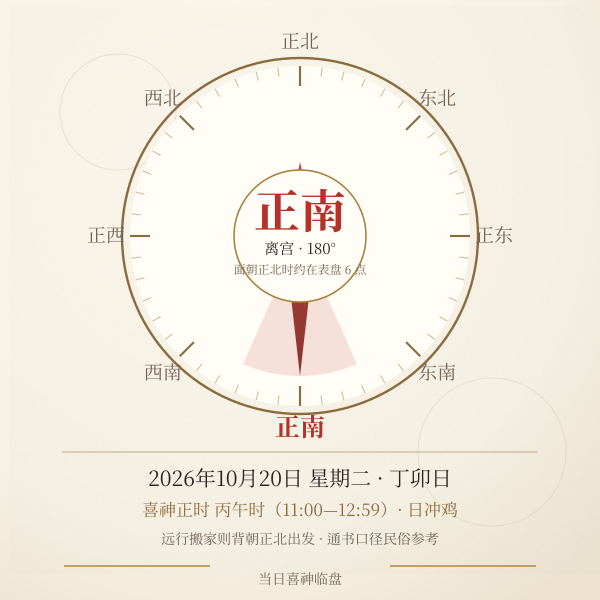 当日喜神方位罗盘盘：八方位与当日卦宫