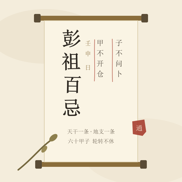 彭祖百忌黄历卷轴插画