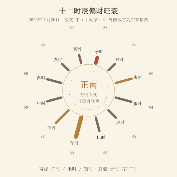 十二时辰旺衰环形柱示意