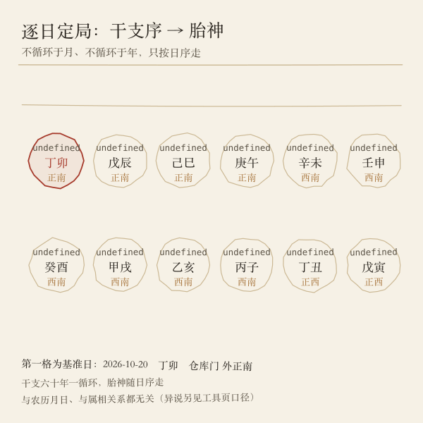 六十甲子逐日定局胎神推导图
